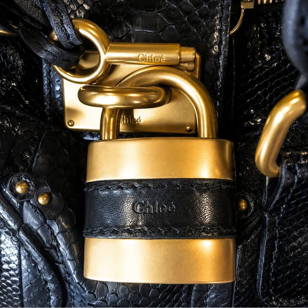 CHLOE PADDINGTON Mini Black Leather Satchel with LOCK & KEY